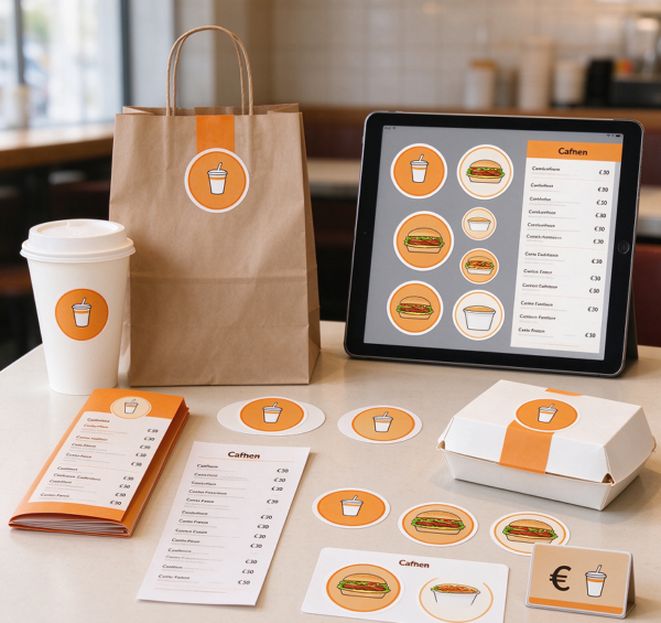 Takeaway Packaging Sticker and Menu Combination Package
